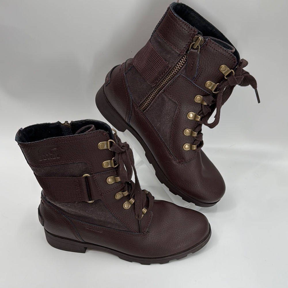 Sorel Women's Brown Emelie Conquest Boots Size 5 Zipper and Lace Up